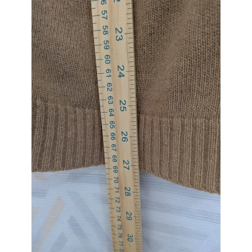 J. Crew Lambswool Blend Cardigan Camel Brown Button‎ Front Pockets Size S